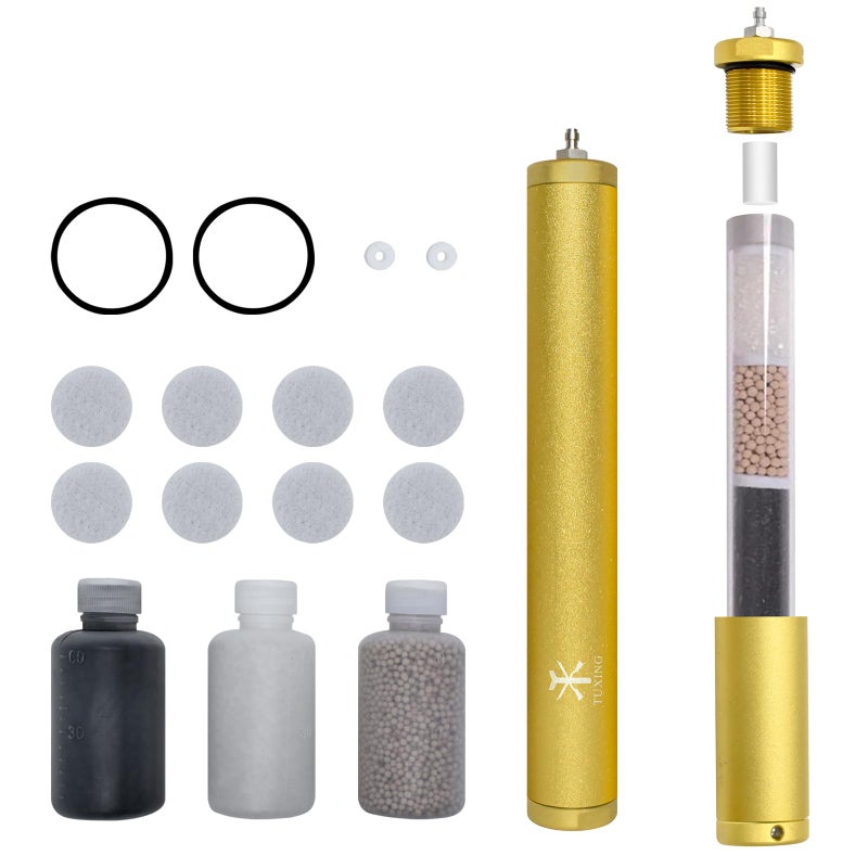 TUXING فلتر زيت وماء لضاغط الهواء TUXING 4500Psi PCP، فلتر هواء عالي الضغط، فاصل زيت الماء للغوص مع موصل سريع أنثوي وذكري 8 مم لشحن بندقية الهواء PCP وخزان الغوص L350*OD49*ID36mm - Image 4